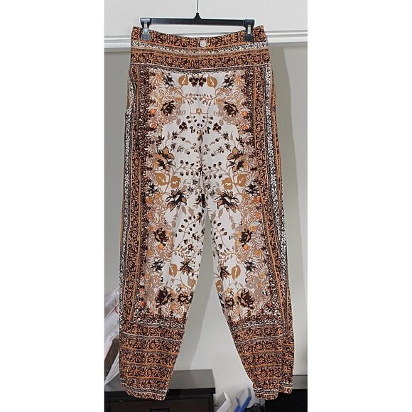 Anthropologie - Floral Print Linen Blend Joggers - Scarf Print - sz 4 - Picture 4 of 12